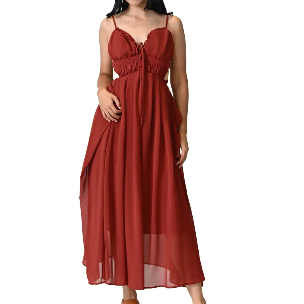 Alluring Deep Red Long Dress