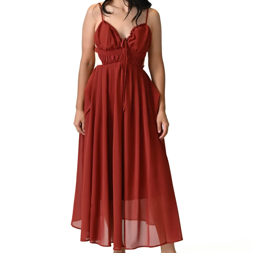 Alluring Deep Red Long Dress