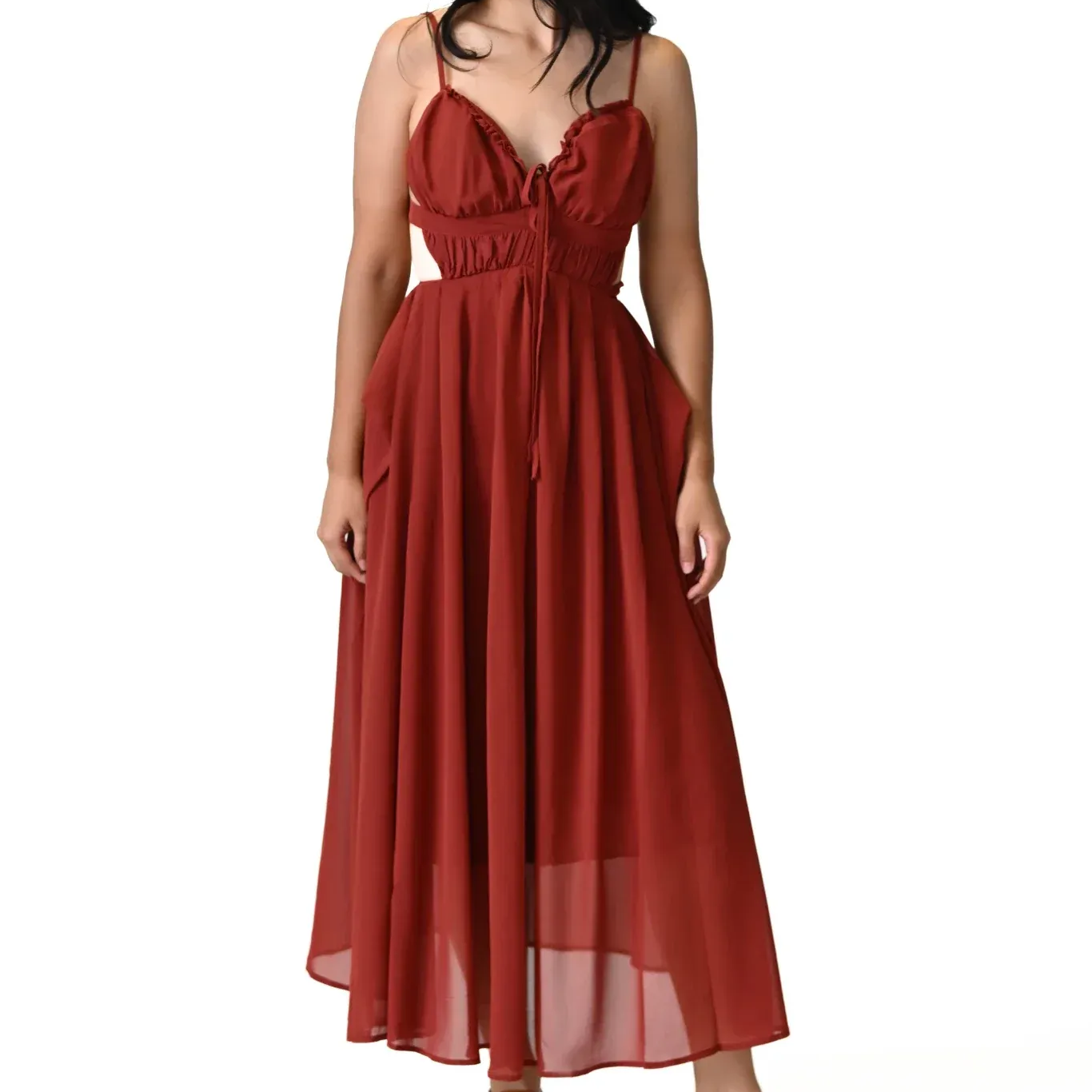 Alluring Deep Red Long Dress