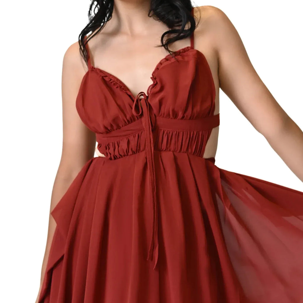 Alluring Deep Red Long Dress