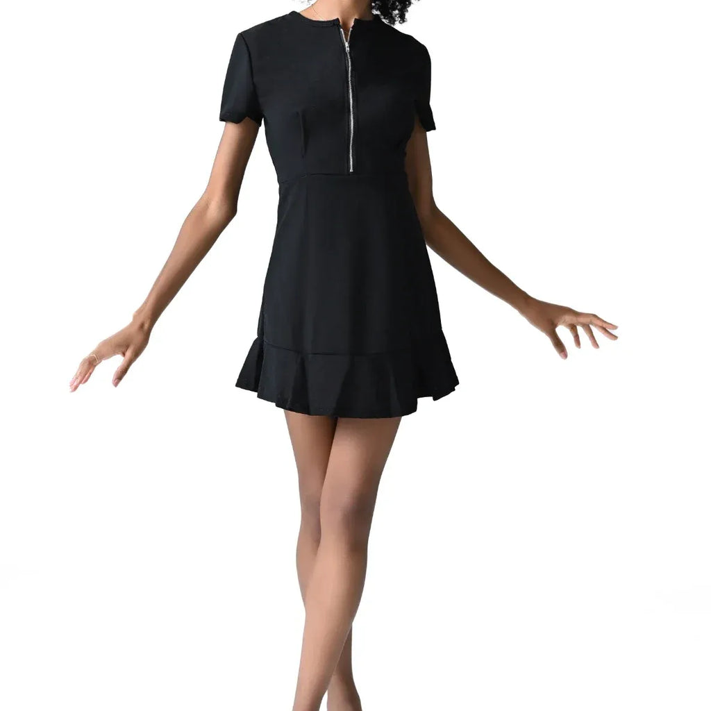 Black Zip Up Mini Dress