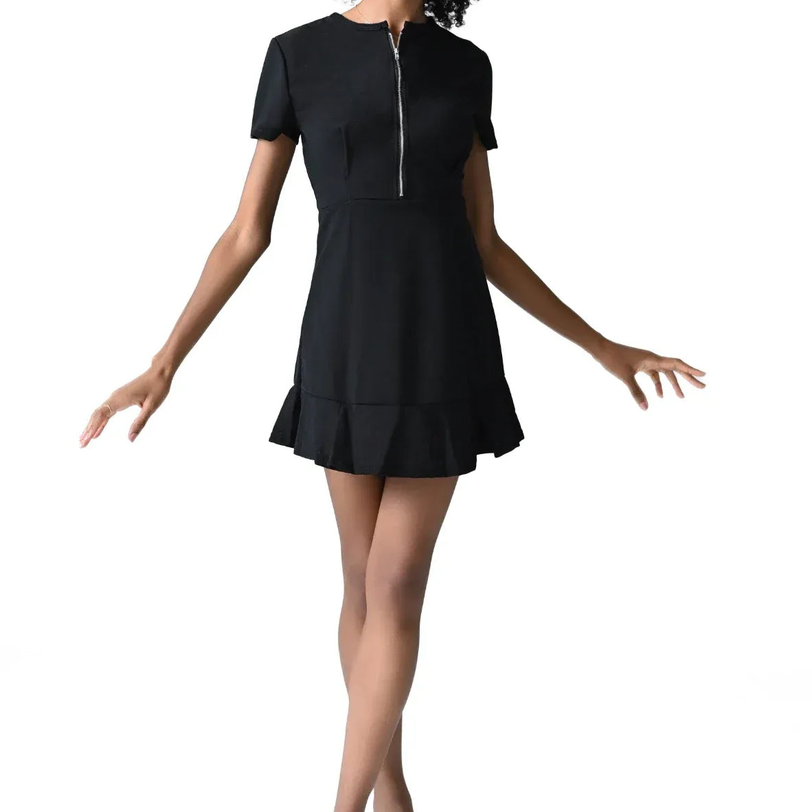 Black Zip Up Mini Dress