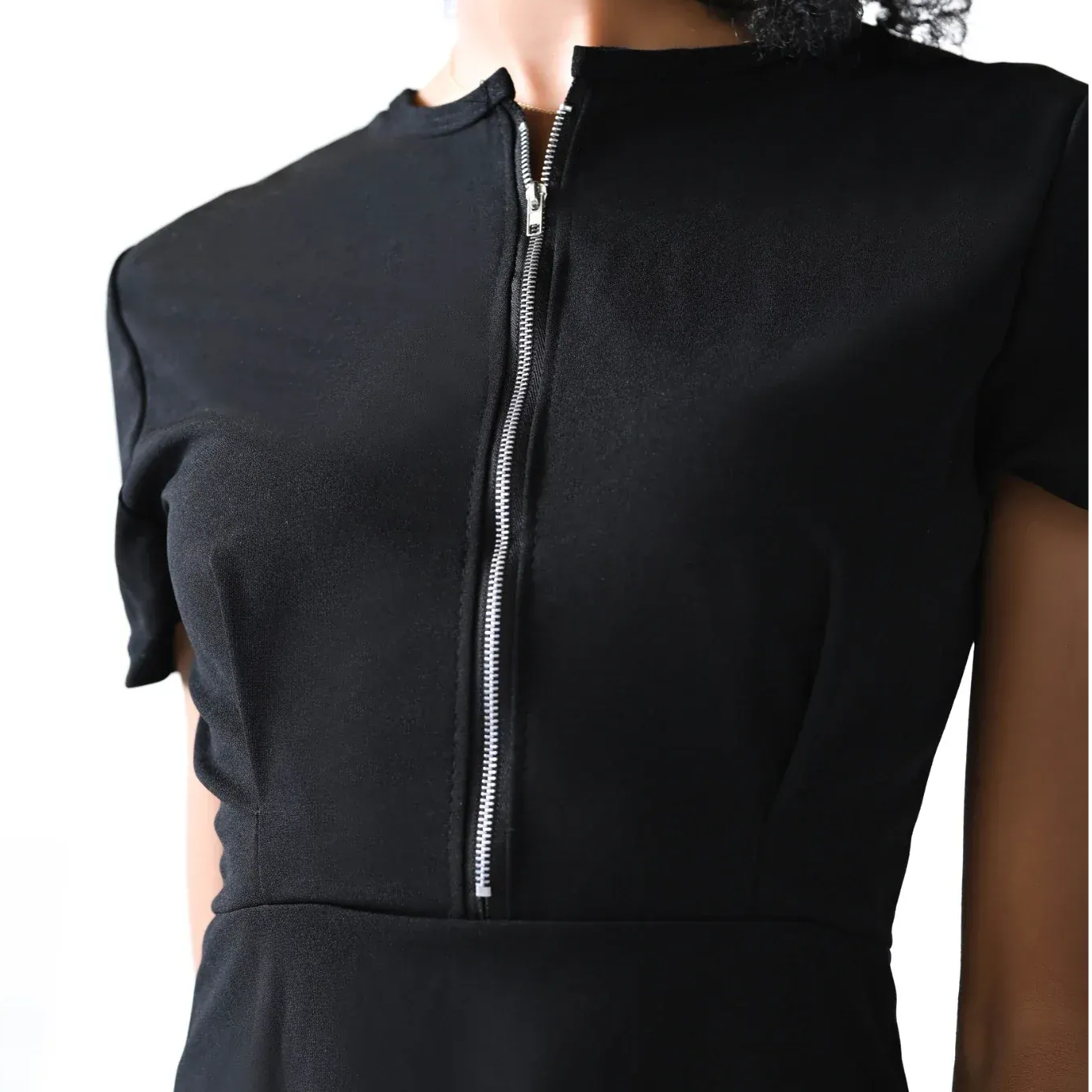Black Zip Up Mini Dress
