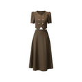 Brown Cropped Skirt Set