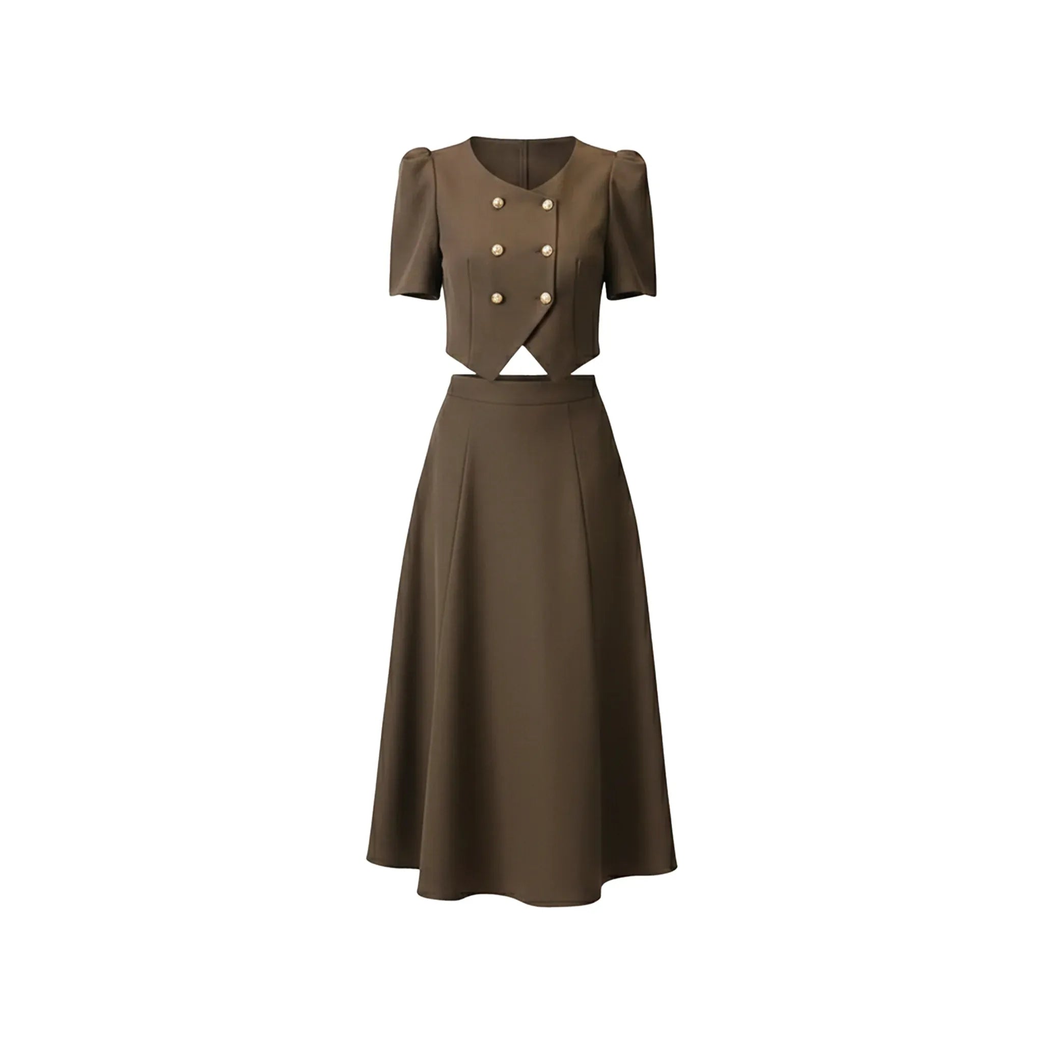 Brown Cropped Skirt Set