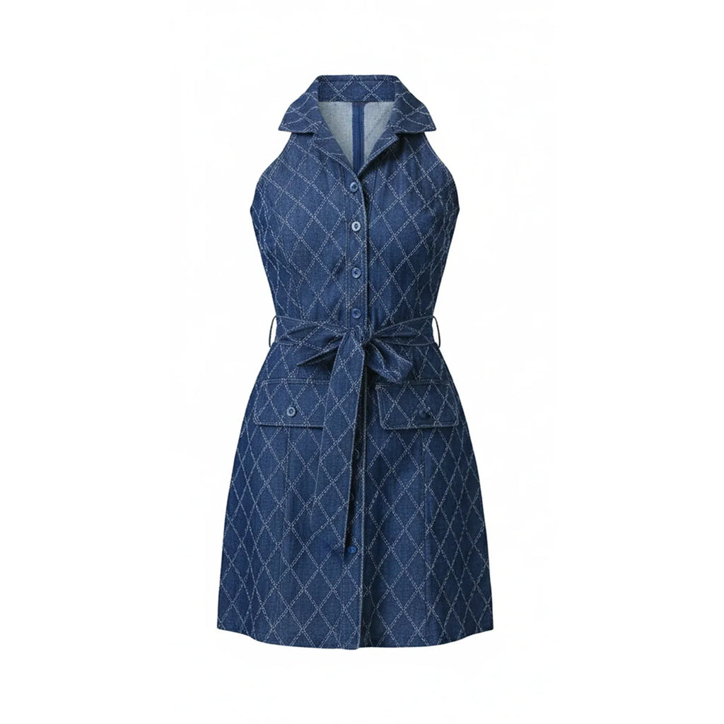 Deep Indigo Lace Up Mini Dress