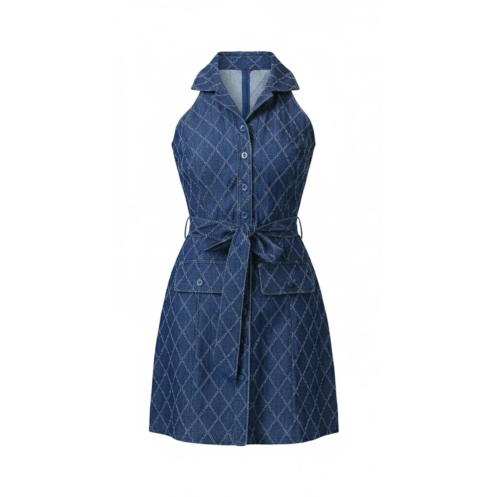 Deep Indigo Lace Up Mini Dress