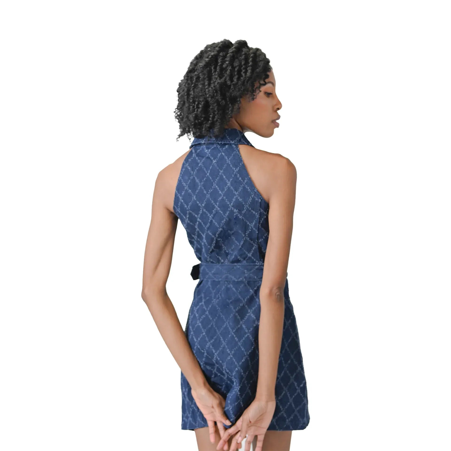 Deep Indigo Lace Up Mini Dress
