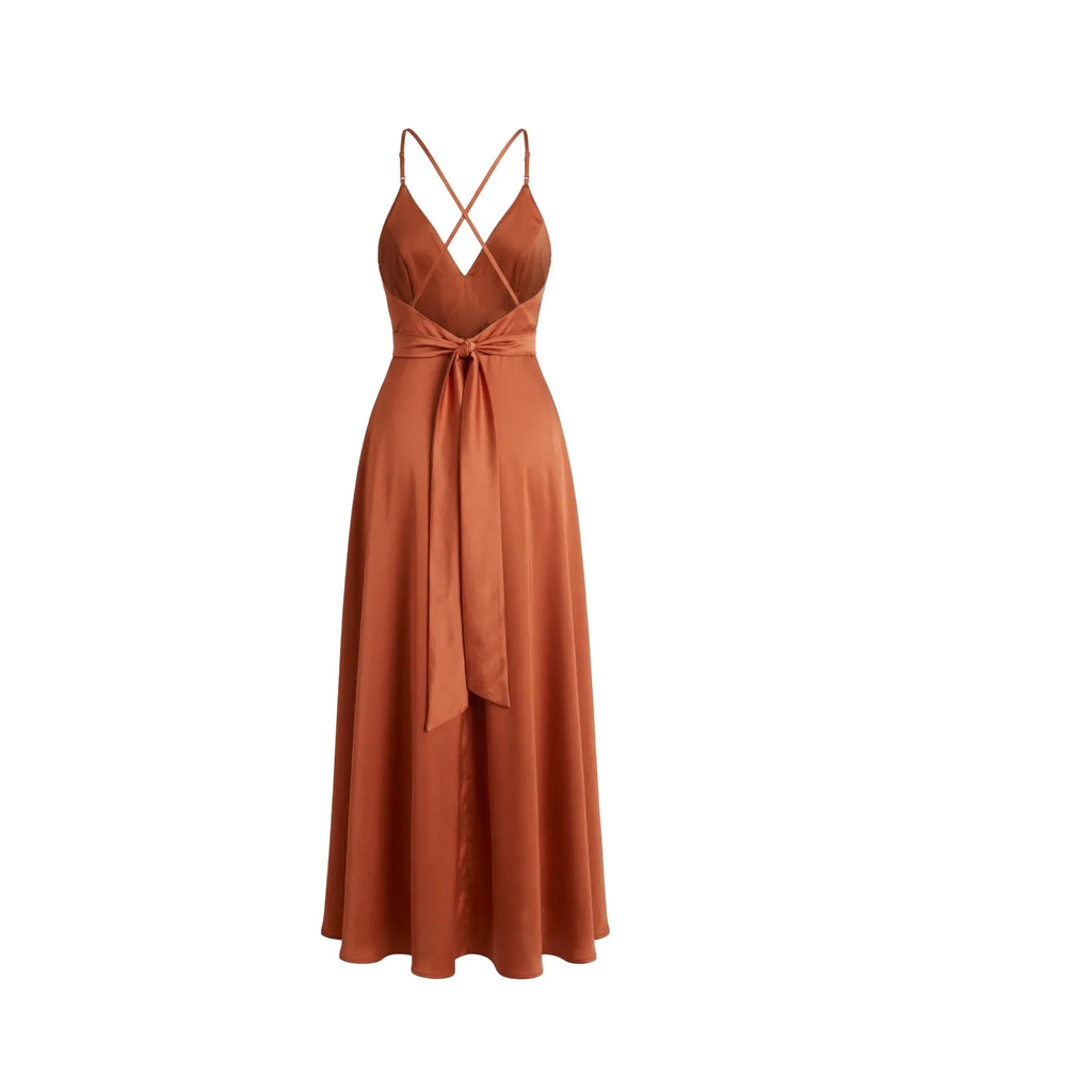 Elegant Burnt Amber Camisole Dress