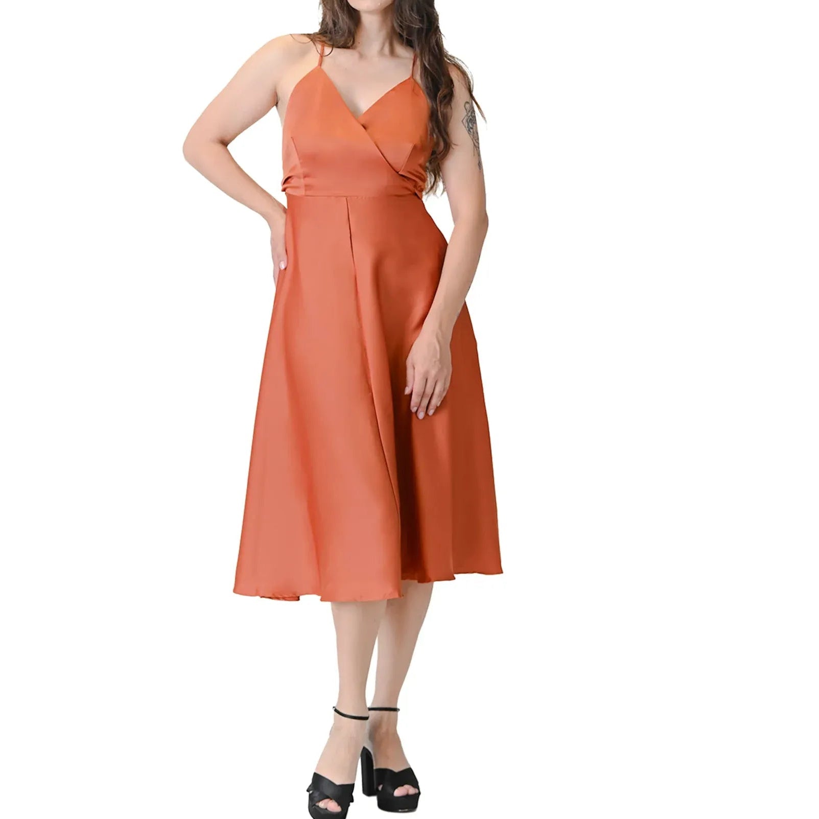 Elegant Burnt Amber Camisole Dress