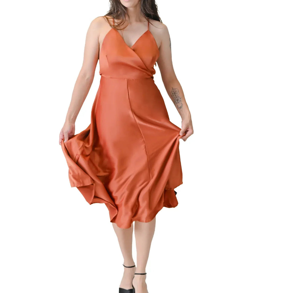 Elegant Burnt Amber Camisole Dress
