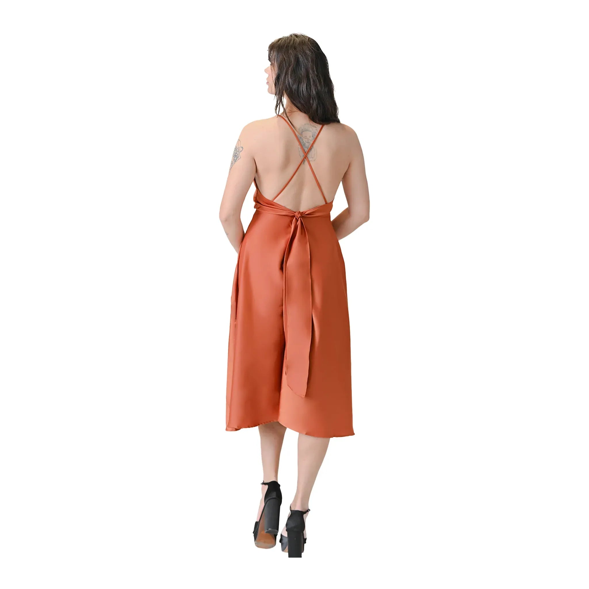 Elegant Burnt Amber Camisole Dress