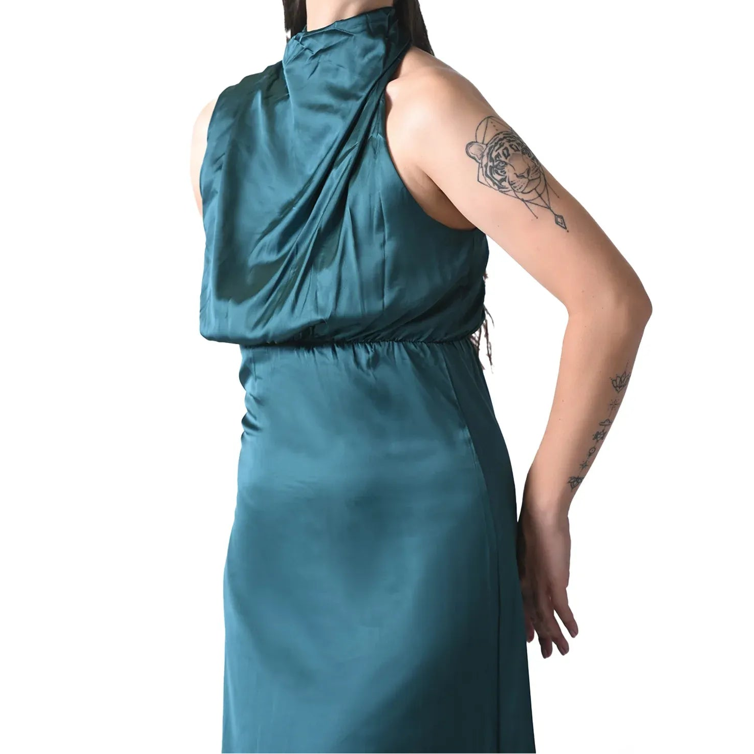 Olive Satin Slip Dress