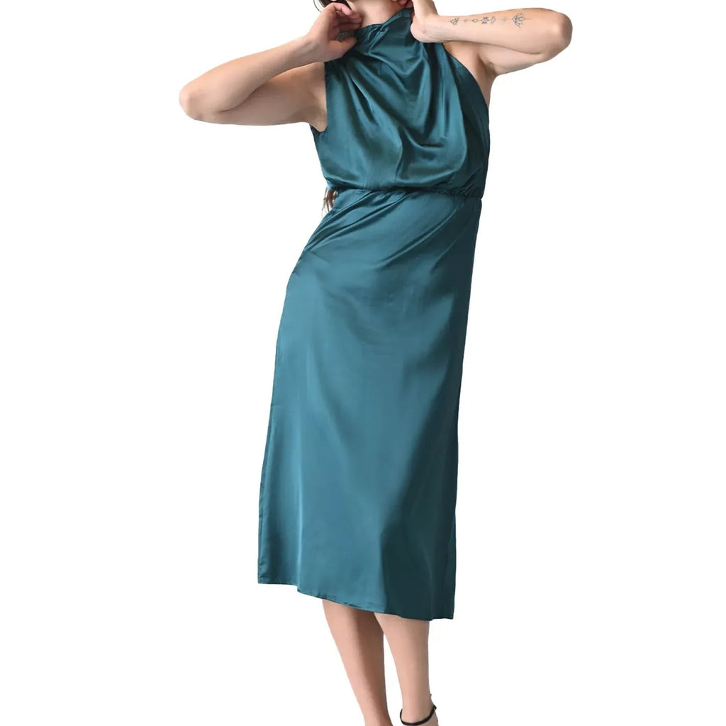 Olive Satin Slip Dress