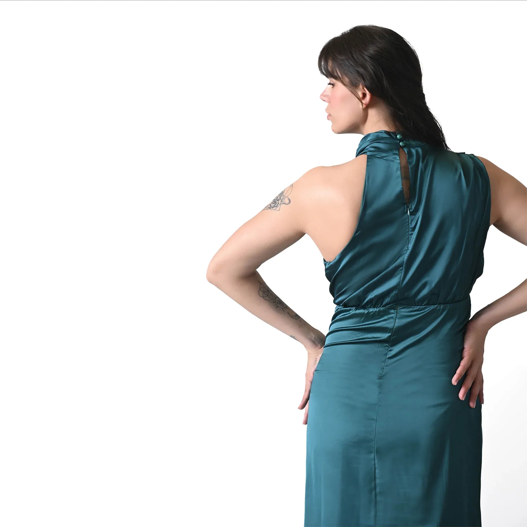 Olive Satin Slip Dress