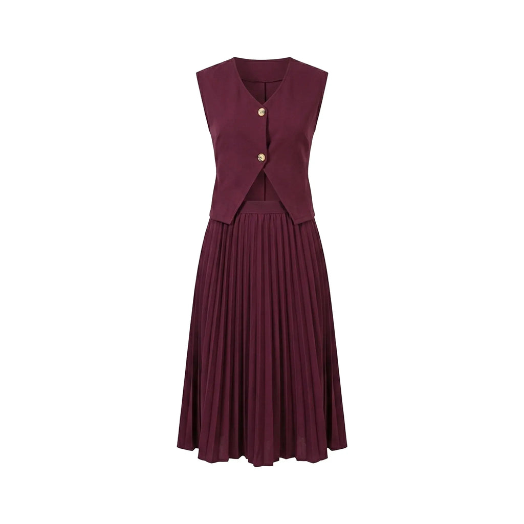 Pleated Midi Skirt Set