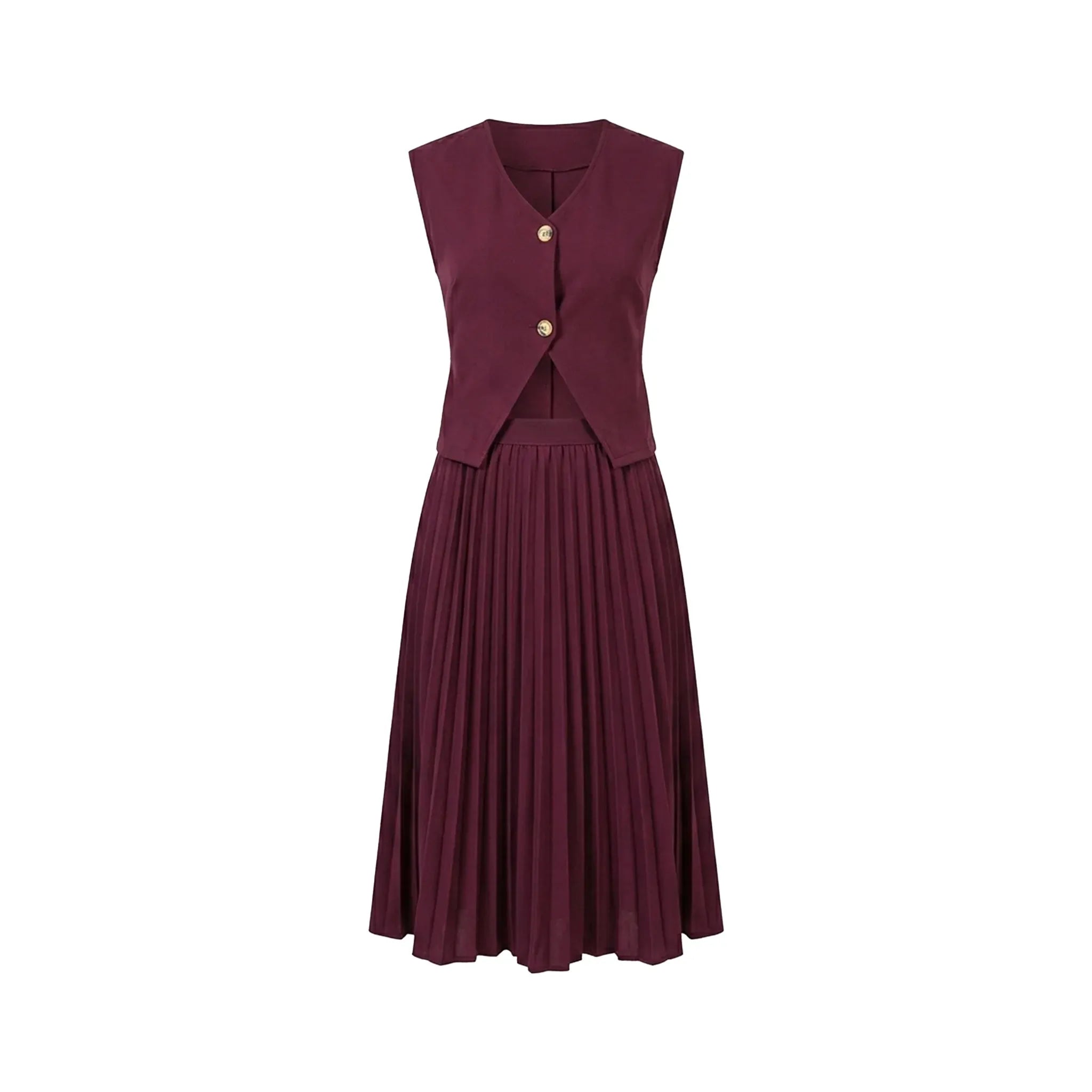 Pleated Midi Skirt Set