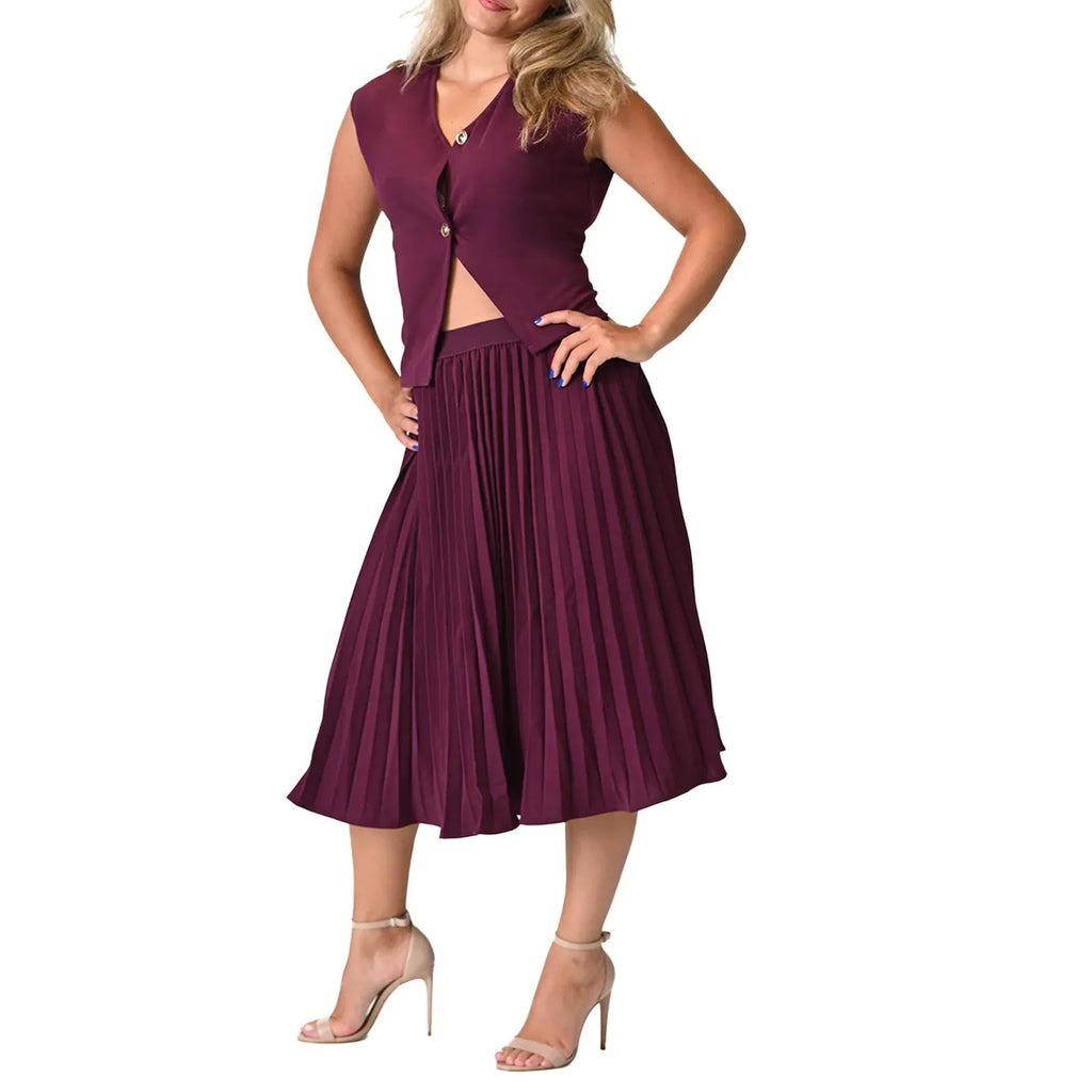 Pleated Midi Skirt Set