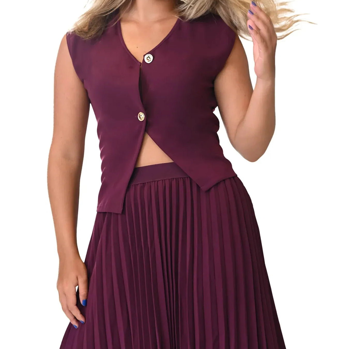 Pleated Midi Skirt Set