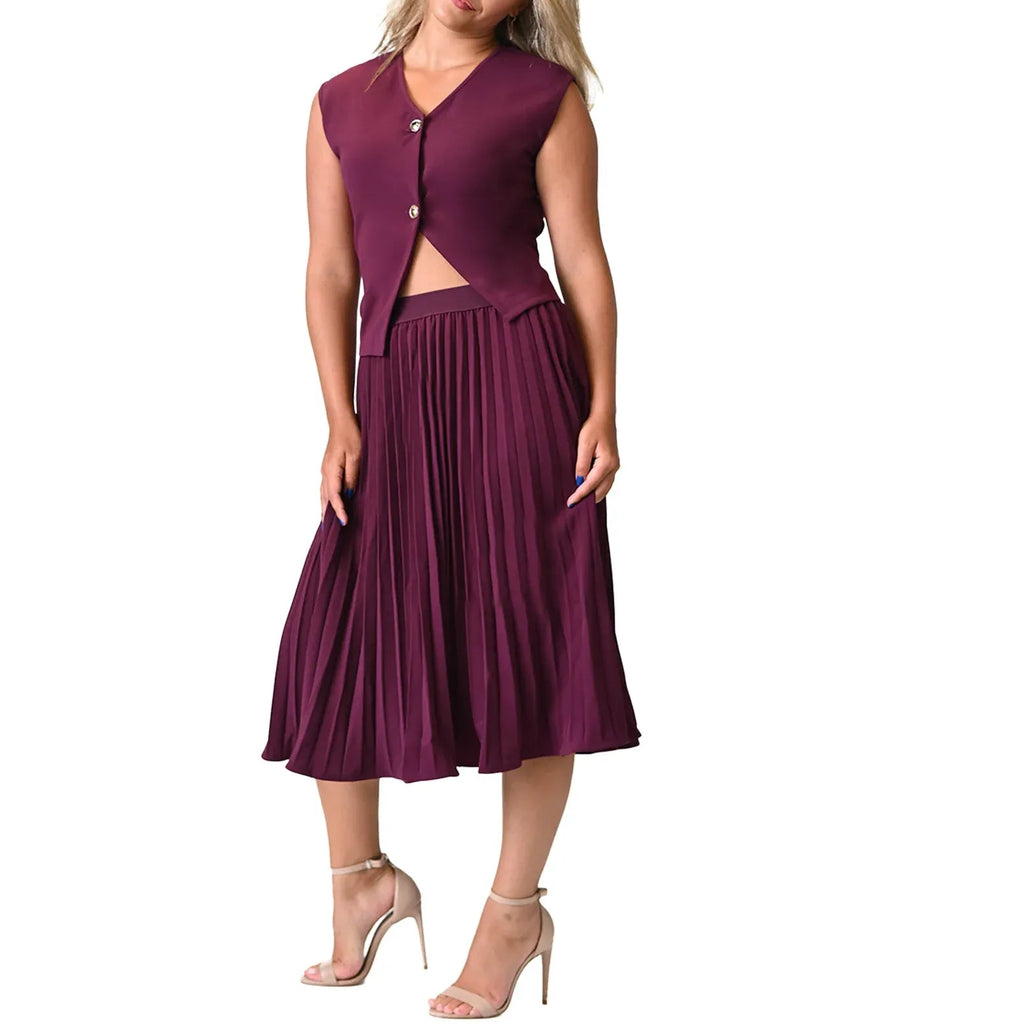 Pleated Midi Skirt Set