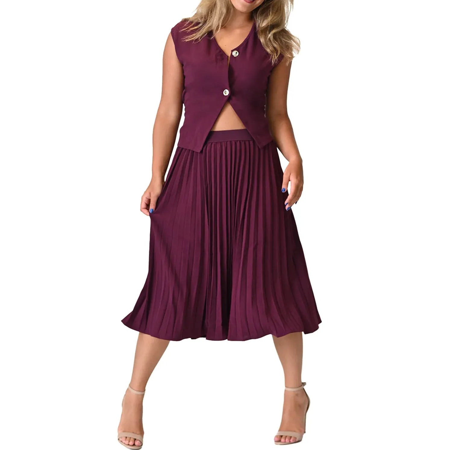 Pleated Midi Skirt Set