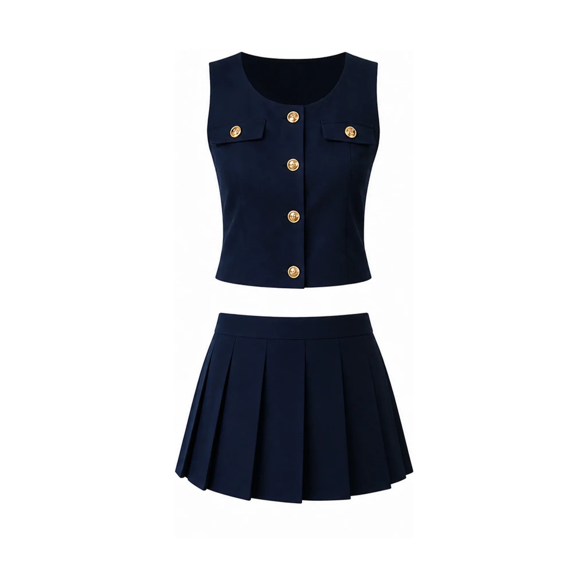 Pleated Mini Skirt Set