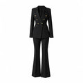 Solid Black Double Breasted Suit