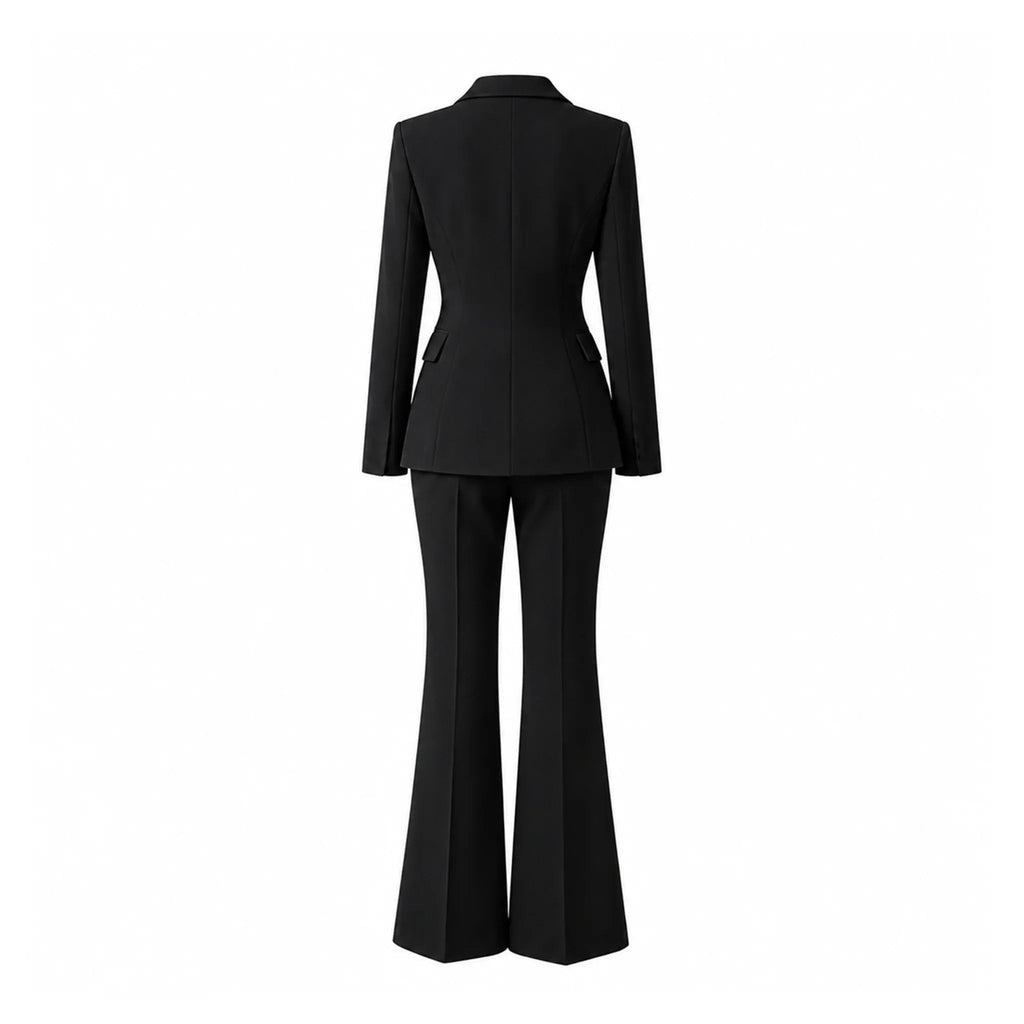 Solid Black Double Breasted Suit