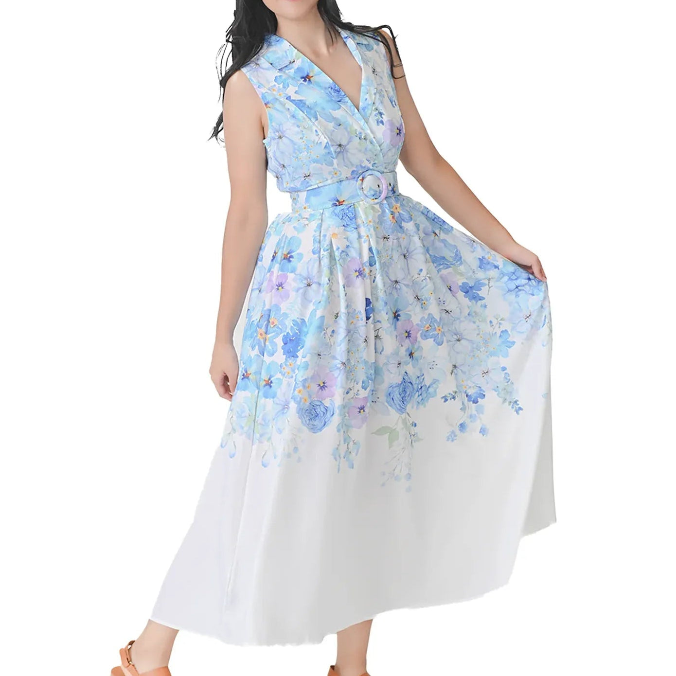 Watercolor Blue Floral Dress