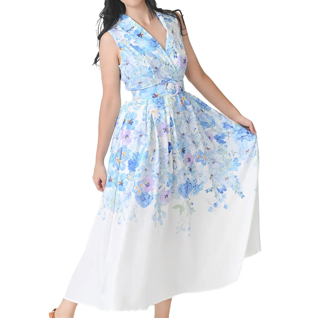 Watercolor Blue Floral Dress