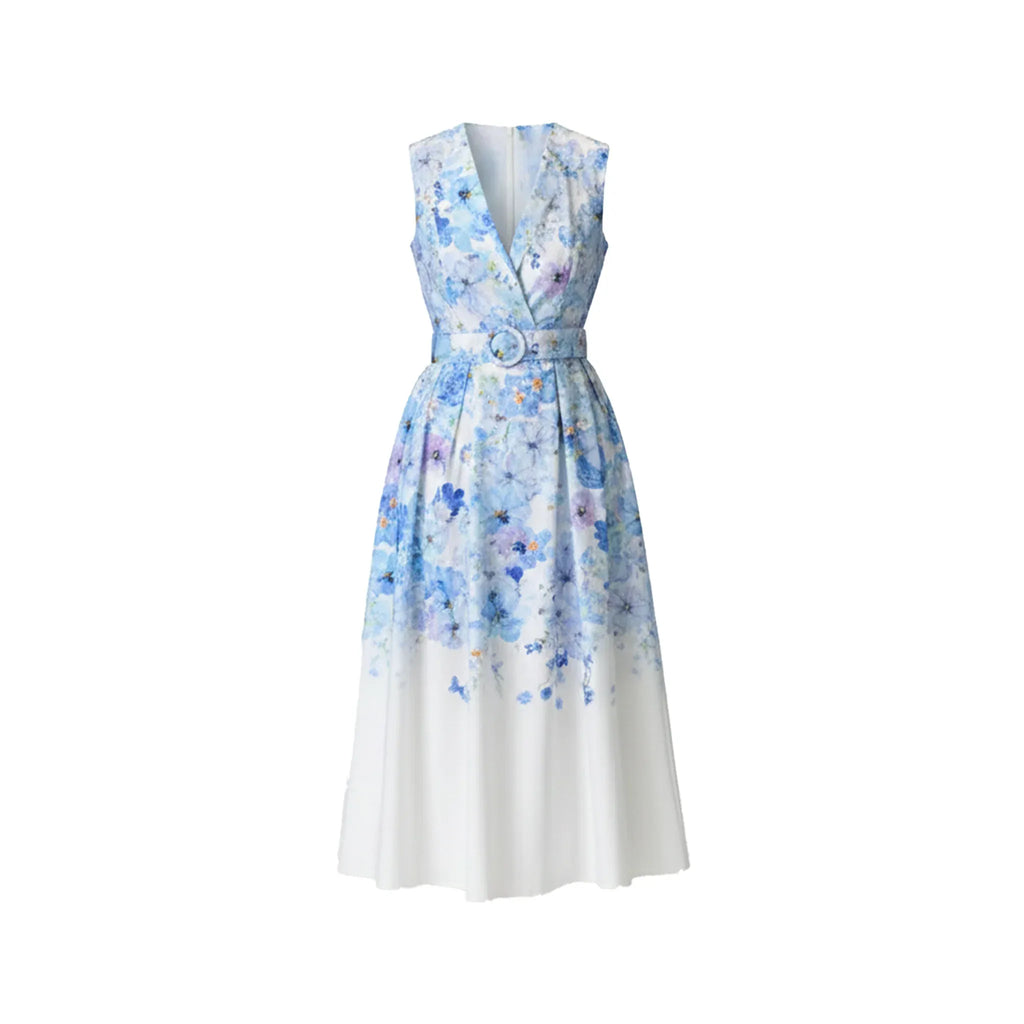 Watercolor Blue Floral Dress